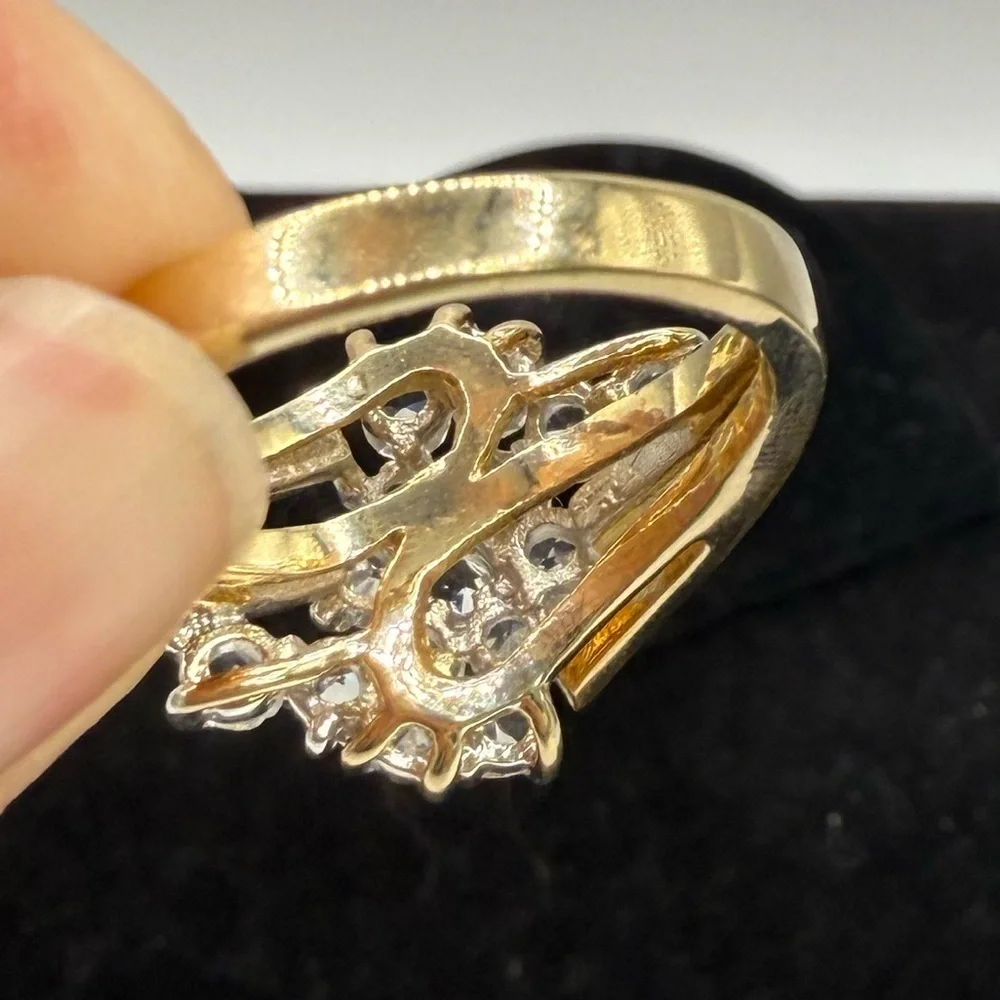 Vintage 18KT GE Gold Electroplated CZ Cluster Ring Size 8